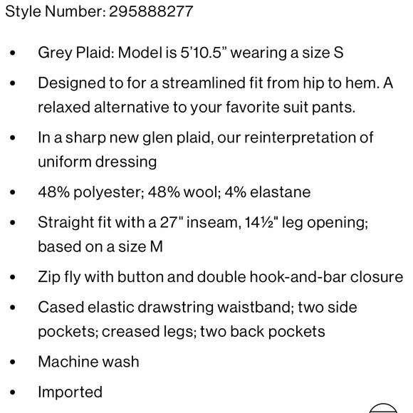 Club Monaco Plaid Tailored Jogger, SZ. 00 - Picture 5 of 6